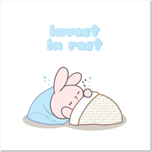 Cute rabbit bunny sleeping Posters and Art